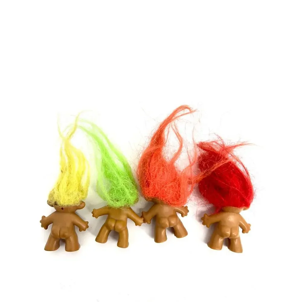Vintage Lucky Troll Doll Lot of 4 small Troll Dolls Multicolor
